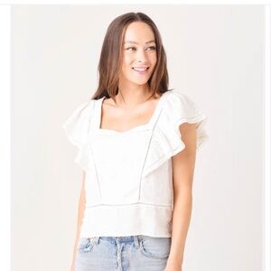 Faherty Linen Mariposa Top in White